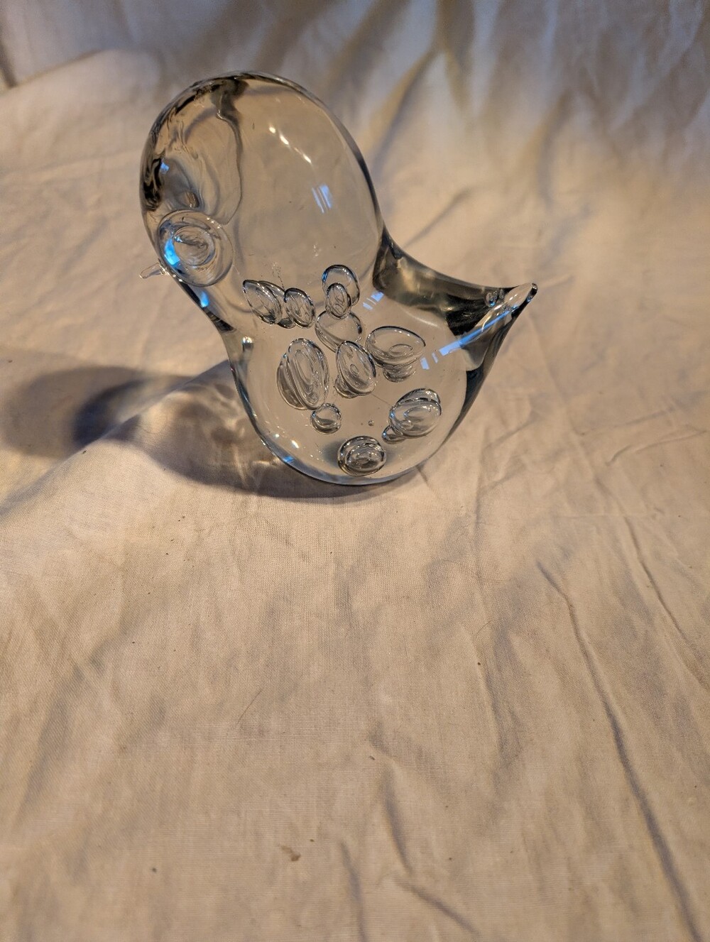 2/140$ Vintage Clear Glass Uranium Bird Accent with Internal Bubbles